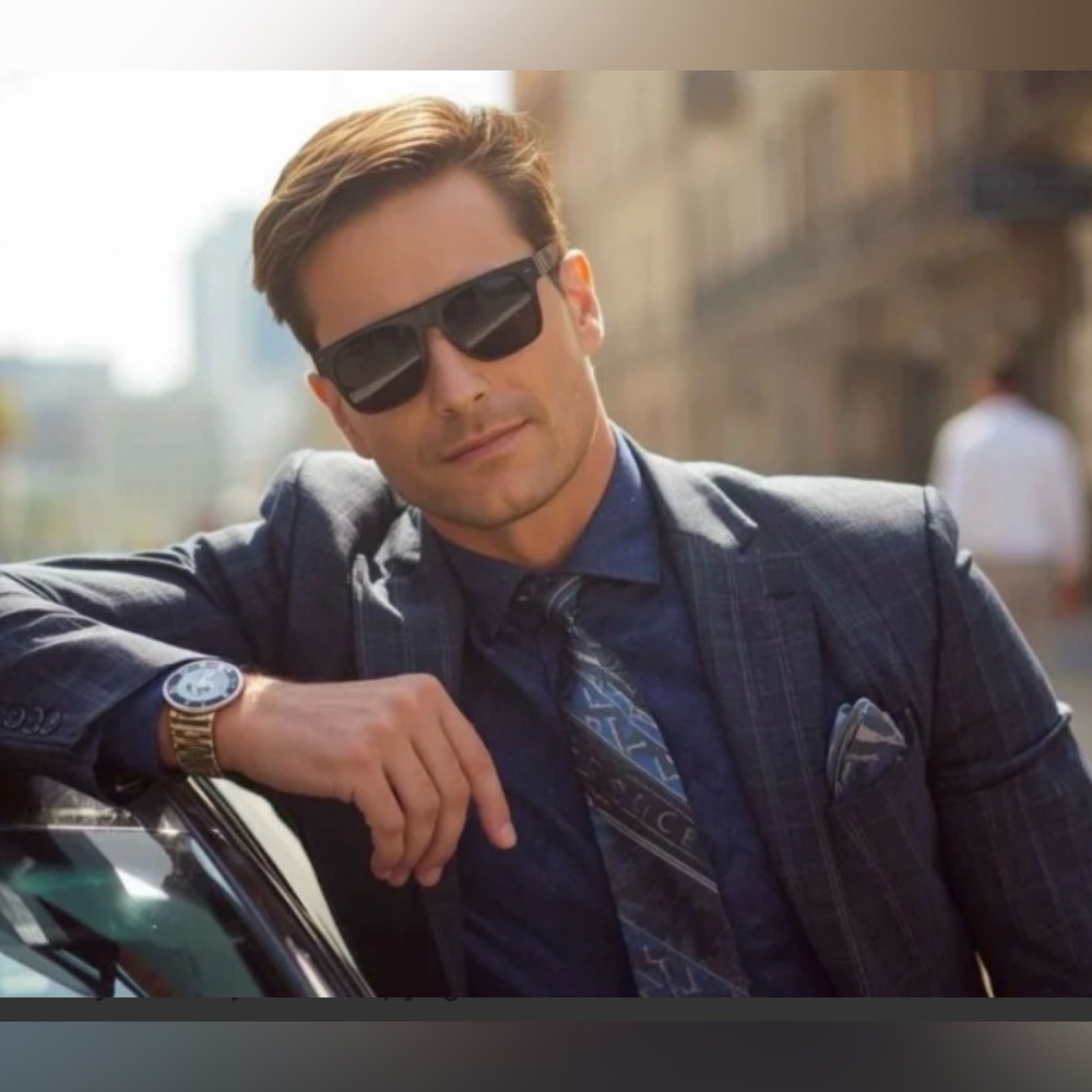 Versace Black Rectangular Sunglasses